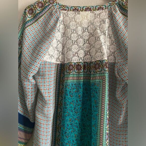 Fig & Flower Anthropologie Women Sheer Boho Tunic 3/4 Sleeve Size 1X Plus - Picture 5 of 7